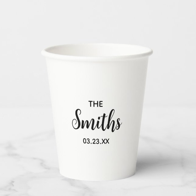 Personalized Wedding Reception Rehearsal Dinner  Paper Cups (Front)
