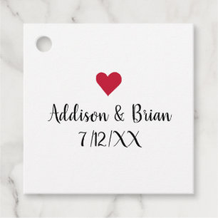 Personalized Wedding Red Heart Gift Tags