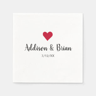 Personalized Wedding Red Heart Napkin