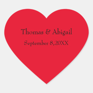 Personalized Wedding Red Heart Stickers