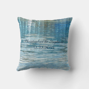 Personalized Wedding Reflection in Lake Square Throw Pillow