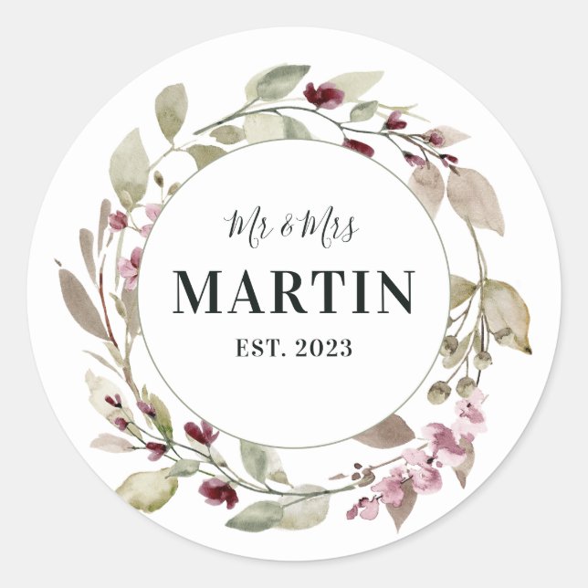 Personalized Wedding Round Stickers (Front)
