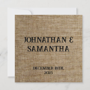 Personalized wedding rustic burlap nature pattern card