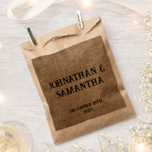 Personalized Wedding Rustic Burlap Nature Pattern Favour Bag
