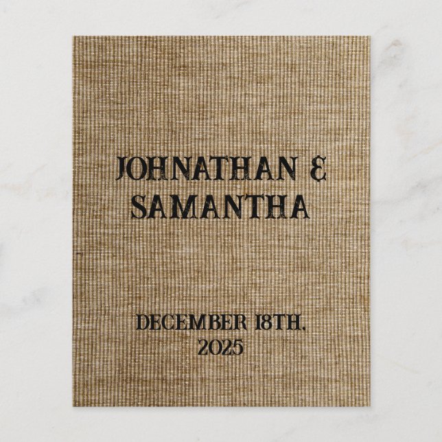 Personalized wedding rustic burlap nature pattern flyer (Front)