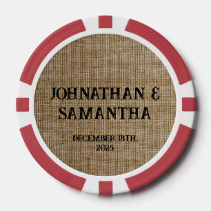 Personalized wedding rustic burlap nature pattern poker chips