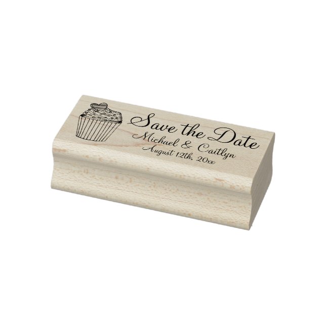 Personalized Wedding Save the Date Cupcake Heart Rubber Stamp (Stamp)