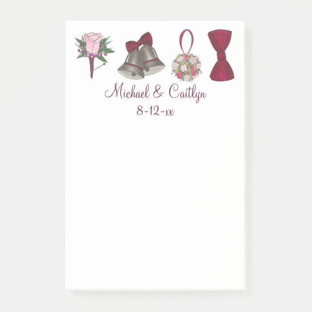 Personalized Wedding Shower Favour Post It Notes (Front)
