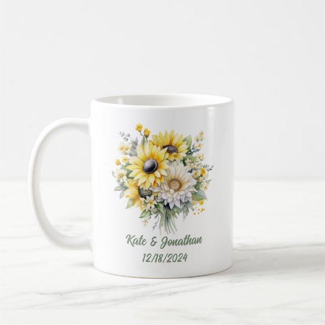 Personalized Wedding Shower Sunflowers Coffee Mug (Left)
