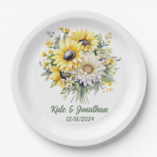 Personalized Wedding Shower Sunflowers Paper Plate