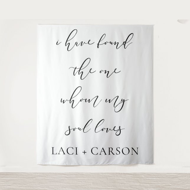 Personalized Wedding Sign Backdrop Tapestry (Front)