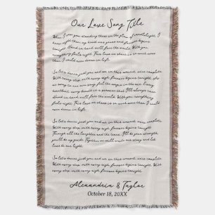 Personalized Wedding Song Lyric Blanket