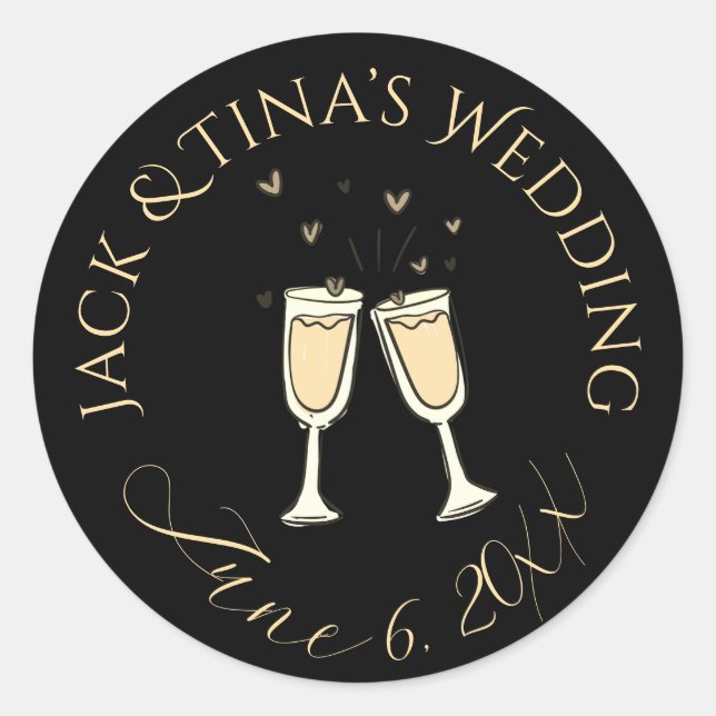 Personalized wedding stickers black (Front)