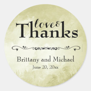 Personalized Wedding Stickers Gold with Black Text