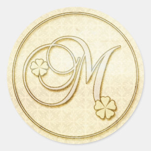 Personalized Wedding Stickers :Initial Monogram M