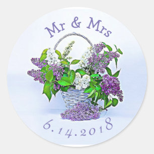 Personalized Wedding Stickers Purple Lilacs