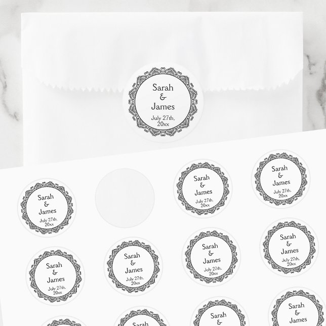 Personalized Wedding Stickers w/ Ornamental Frame (Creator Uploaded)