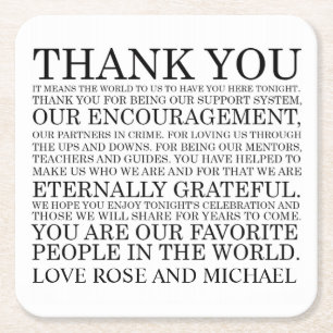 Personalized Wedding Thank You Coasters