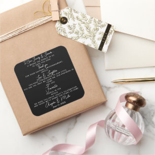 personalized wedding Thank you favour Elegant Whit Square Sticker