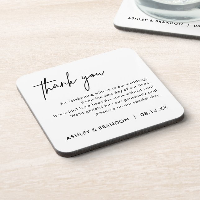 Personalized Wedding Thank You Favours  Coaster (Left Side)