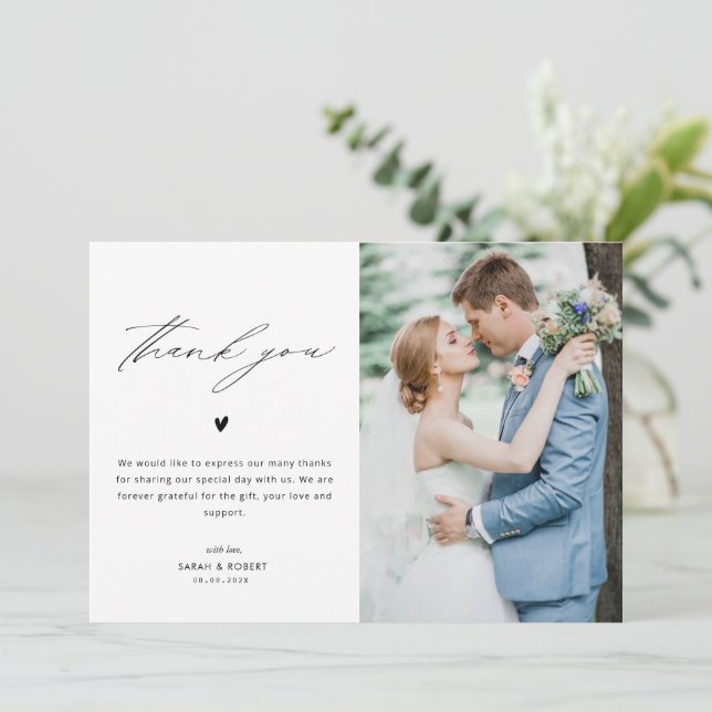 personalized wedding thank you photo card (Standing Front)