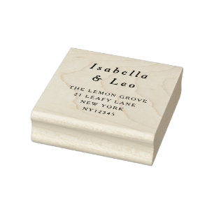 Personalized Wedding Themed Couple Names Address Rubber Stamp
