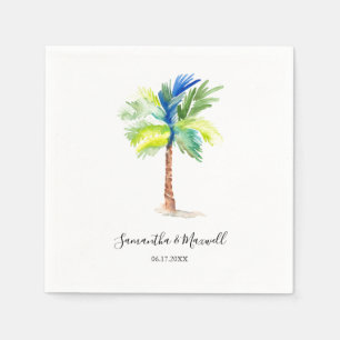 Personalized Wedding Tropical Palm Tree Napkin
