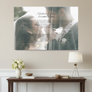 Personalized Wedding Vows Photo Keepsake Canvas Print