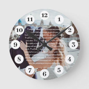 Personalized Wedding Vows Round Clock