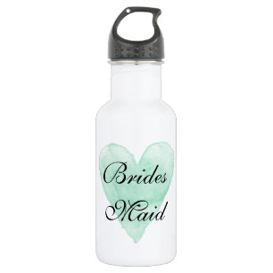 Personalized wedding water bottles with mint heart