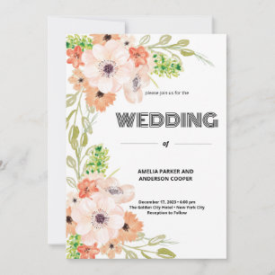 Personalized Wedding Watercolor Floral Invitation