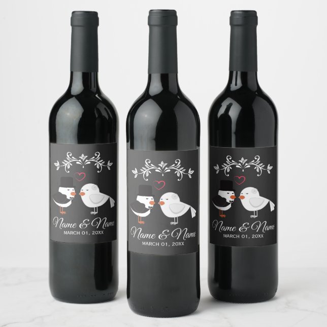 Personalized Wedding Wine Bottle Label (Bottles)