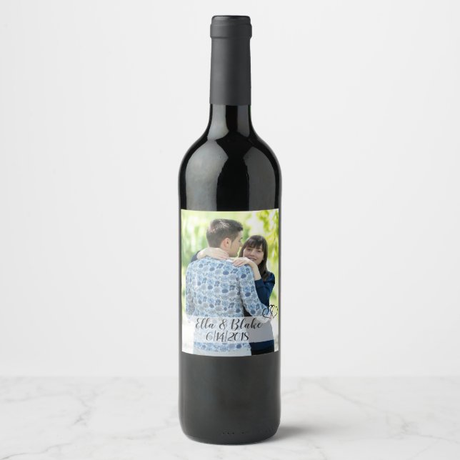 Personalized Wedding Wine Bottle Labels (Front)