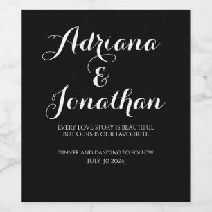 Personalized Wedding Wine Bottle with Custom Black Label