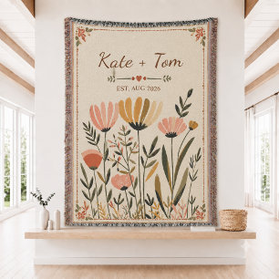 Personalized Wedding Woven Throw Blanket