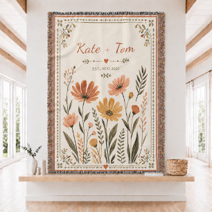 Personalized Wedding Woven Throw Blanket
