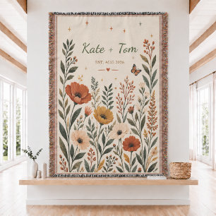 Personalized Wedding Woven Throw Blanket 