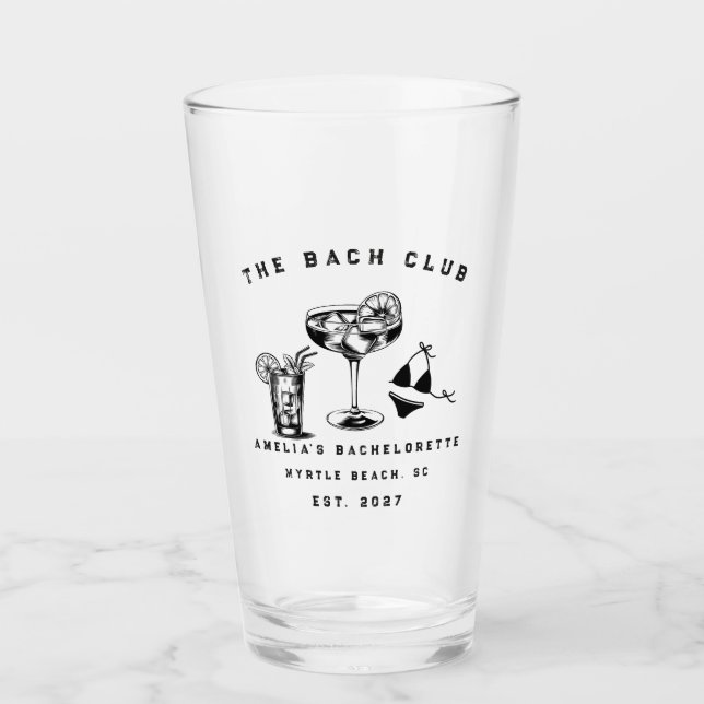 Personalized Weekend Trip Beach Bachelorette Party Glass (Front)