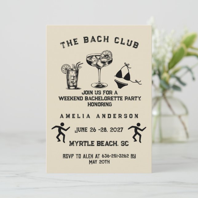 Personalized Weekend Trip Beach Bachelorette Party Invitation (Standing Front)