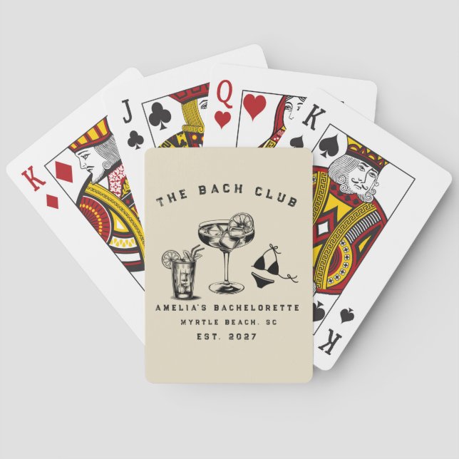 Personalized Weekend Trip Beach Bachelorette Party Playing Cards (Back)