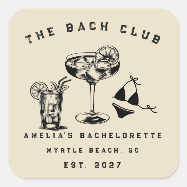 Personalized Weekend Trip Beach Bachelorette Party Square Sticker (Front)