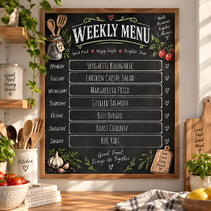 Personalized Weekly Meal Planner Editable Menu Poster