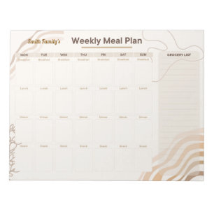 Personalized Weekly Meal Planner in Earthy Beige Notepad