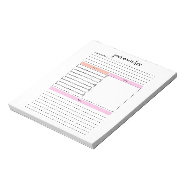 Personalized Weekly Overview Planner Notepad (Rotated)