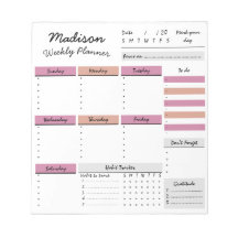 Personalized Weekly Planner Custom Notepad