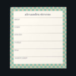 Personalized Weekly Planner Retro Mint Chequered Notepad<br><div class="desc">A stylish personalized weekly planner notepad with a mint green chequered geometric border.</div>