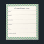 Personalized Weekly Planner Retro Mint Chequered Notepad<br><div class="desc">A stylish personalized weekly planner notepad with a mint green chequered geometric border.</div>