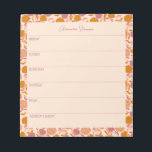 Personalized Weekly Planner Vintage Orange Floral Notepad<br><div class="desc">A stylish personalized weekly planner notepad with a vintage purple and orange floral border.</div>