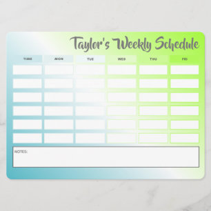 Personalized Weekly Schedule School Timetable
