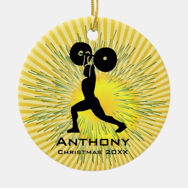 Personalized Weight Lifter Ornament (Front)